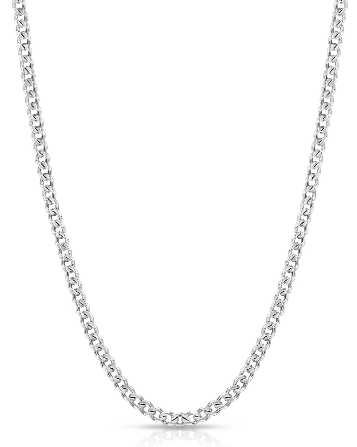 Fiusem 3.5mm Silver Colored Chains, Silver Plated Cuban Link Necklace for Men and Women, Stainless Steel 20 Inch