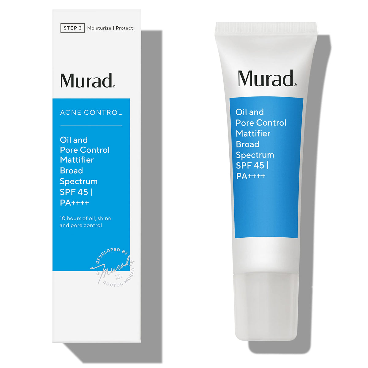 Murad Oil & Pore Control Mattifier SPF 45 - Lightweight SPF Facial Moisturizer and Pore Mattifier, Controls Oil and Shine for Up to 10 Hours, Provides Broad Spectrum UVA/UVB SPF 45 Protection - 1.7 oz