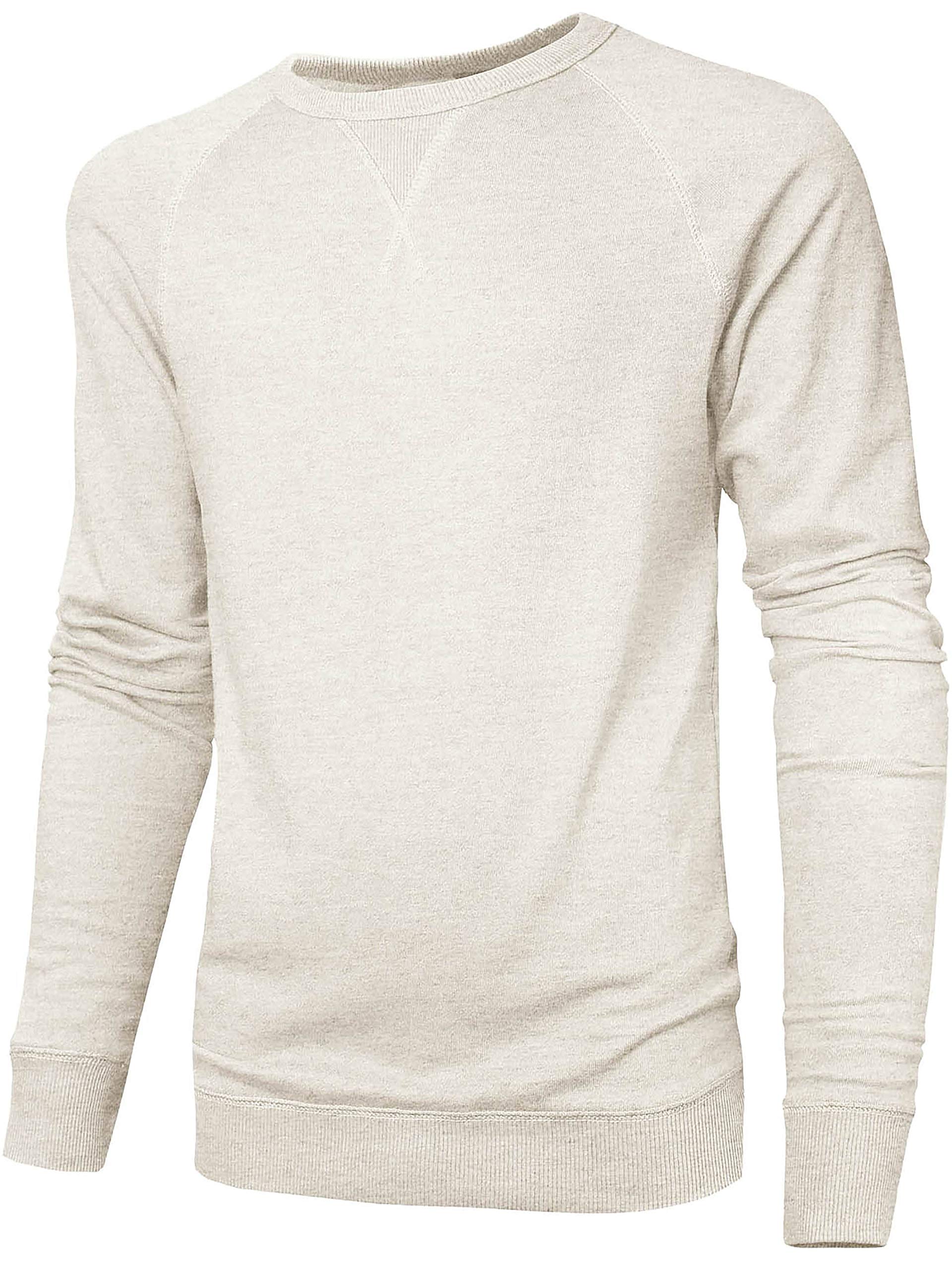 Hat and Beyond Mens French Terry Crewneck Sweatshirt Lightweight Fleece Pullover Sweater(Small,1hc18_Oatmeal Heather)