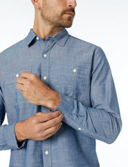 Amazon Essentials Men's Regular-Fit Long-Sleeve Chambray Shirt, Rinsed, X-Large