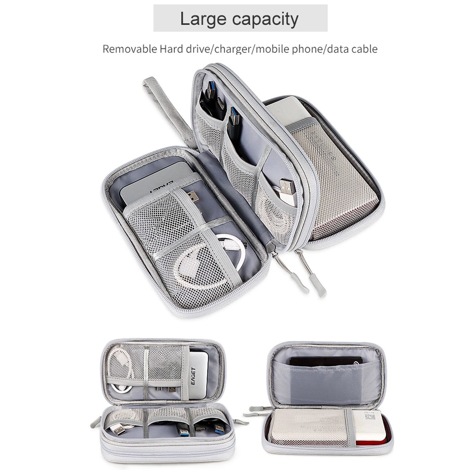 Electronic Accessories Organizer Waterproof USB Cable storage Bag for hdd bag Power Bank,Charging Cords,Chargers,Mouse ,Earphone