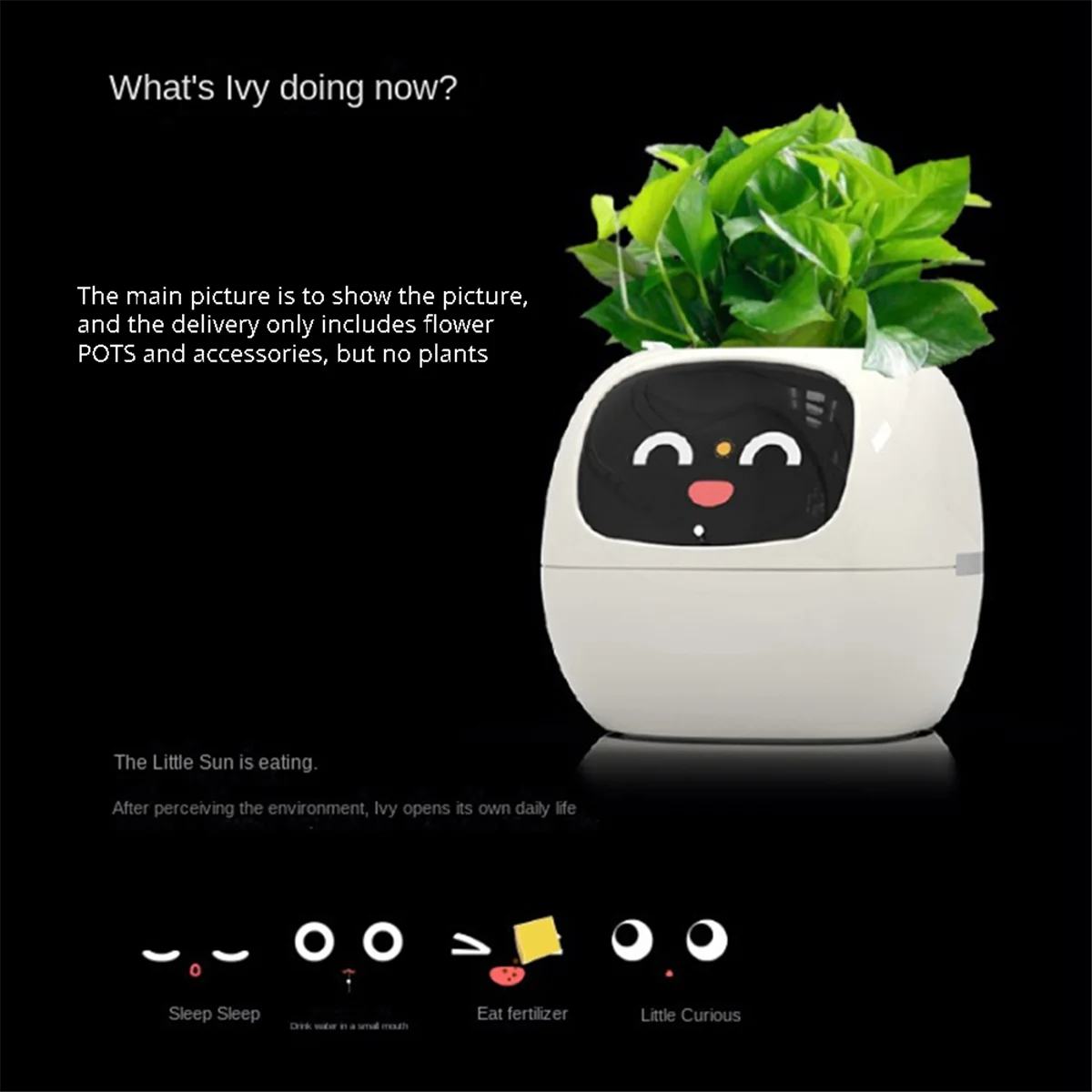 Ivy Smart Planter,USB Rechargeable Indoor Small Flower Pot for Indoor Decoration Make Raising Plant Easy and Fun White